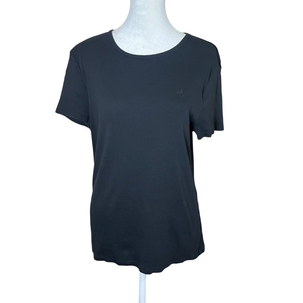 Ralph Lauren LRL Classic Black Shirt Top Minimalist Logo Sz XL Cotton Casual Rib
